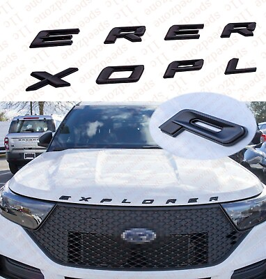 #ad 2020 2024 Explorer Ford Sport Pkg Hood Emblem Letters Decal Matte Black outline $40.99