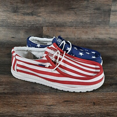 #ad Hey Dude Wally Patriotic American Flag Men#x27;s Shoes Size 12 Casual Slip On USA $52.16