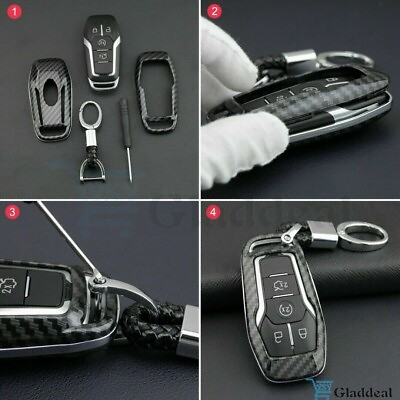 #ad Carbon Fiber Hard Smart Key Cover Fit Ford Lincoln Accessories Chain Case Holder $9.32