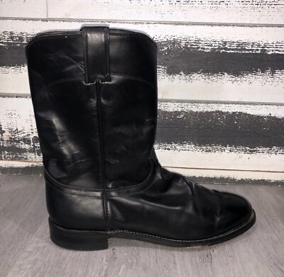 #ad Justin Uniform Duty Roper Size 11 E Cowboy Western Boots Mens Black Leather $67.68