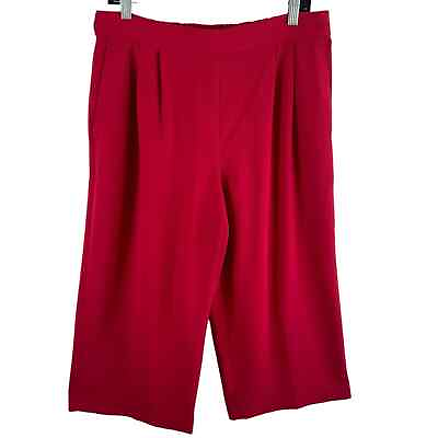 #ad J. Crew Red Wide Leg High Rise Cropped Elastic Waist Dressy Trouser Pants Sz 10 $28.99