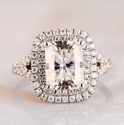#ad 3Ct Radiant Cut Lab Created Diamond Engagement amp; Wedding 14k White Gold FN Ring $70.70