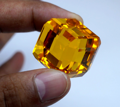 #ad 100 Ct Brazilian Certified Natural Shiny Yellow Citrine Cube Cut Loose Gemstone $22.11