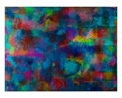 #ad Contemporary Abstract Maximalist Colorful Signed New Acrylic Canvas Painting $250.00