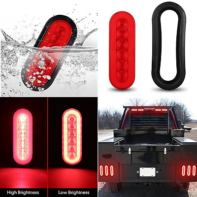 #ad 6Pcs Trailer Truck 6 LED Sealed RED 6quot; Oval Stop Turn Tail Light Waterproof $56.99