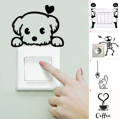 #ad 3D Cat Dog Cartoon Switch Sticker Wall Decal Mural Art Kid Room Home Decor DIY C $1.29