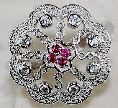 #ad 1CT Ruby amp; White Topaz 925 Solid Sterling Silver Ring Jewelry Sz 7 GB1 1 $30.99