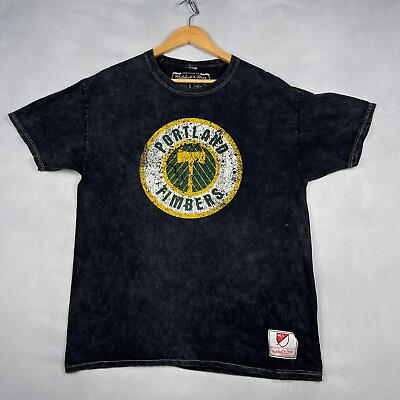 #ad Mitchell amp; Ness Portland Timber T Shirt Mens Large L Black Soccer MLS Logo $15.88