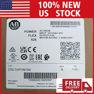 #ad #ad IN US New Sealed Allen Bradley 25B D4P0N104 Power Flex 525 1.5kW 2Hp AC Drive $374.00