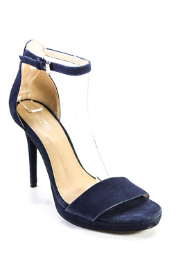 #ad Michael Michael Kors Womens Suede Ankle Strap Platform High Heels Navy Size 6.5 $40.81