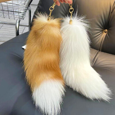 #ad Real Fox Fur Tail Keyring Bag Charm HandBag Purse Pendant Cosplay Tools Tassels $8.53