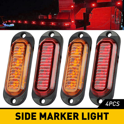 #ad 4x 4LED Side Marker Amber Red Lights Clearance Light Truck Trailer RV Waterproof $12.69