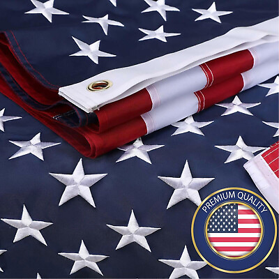 #ad 4x6 FT Outdoor Embroidered American USA Flag Made in Luxury Embroidered Star US $16.99