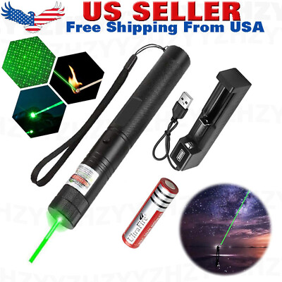 #ad 900Miles Rechargeable Lazer Green Laser Pointer Pen Astronomy Visible Beam Light $11.49