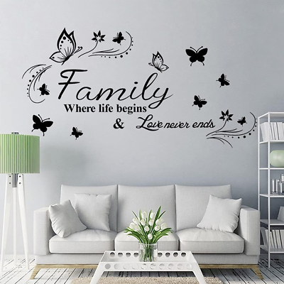 #ad Wall Stickers Wall Decor for Living Room Bedroom Kitchen Quote Family Where Lif $12.99
