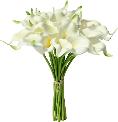 #ad 20Pcs White Fake Flowers Artificial Calla Lily Silk Flowers 13.4quot; for Mother#x27;S D $41.99