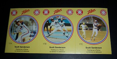 #ad 1982 ZELLERS SCOTT SANDERSON BASEBALL PRO TIPS 3 CARD UNCUT PANEL #17ABC NM $1.50