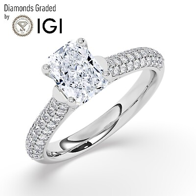 #ad #ad IGI2.00 CT Solitaire Lab Grown Radiant Diamond Engagement Ring 950 Platinum $2261.00