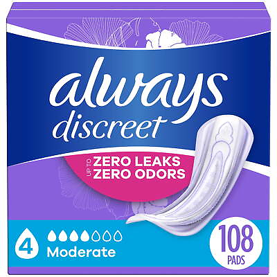 #ad #ad Always Discreet Incontinence Pads Moderate Absorbency Regular Length 108 CT $21.47