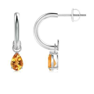 #ad Natural Citrine Pear Shaped Drop Earrings in 14K Gold Grade AA 6x4MM $341.10