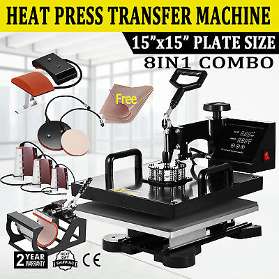 #ad 8 In 1 Digital Heat Press Machine Sublimation For T Shirt Mug Plate Hat Printer $199.90