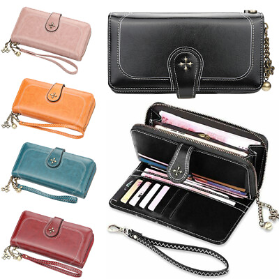 #ad RFID Blocking Women Ladies Leather Long Wallet Card Holder Purse Handbag Clutch $14.65