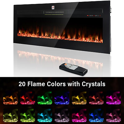 #ad 50 Inches Ultra Thin Electric Fireplace Wall Mounted amp; Recessed Fireplace Heater $196.99