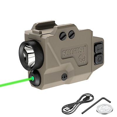 #ad SOLOFISH 650lm Flashlight amp; Green Laser Sight for Pistol Hand Gun Rechargeable $31.99