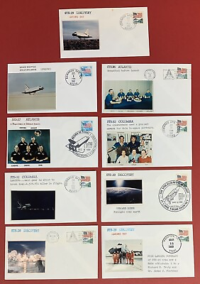 #ad Lot of 9 Different Space Shuttle Covers 1988 1990 each with a Photo Cachet $25.00