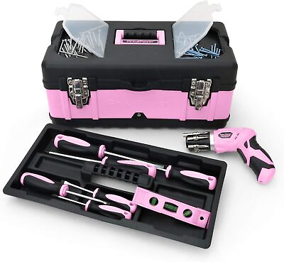 #ad Pink Portable 18quot;Tool Box Locking Empty Toolbox Chest Craft Tote Storage Toolbox $56.99