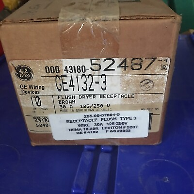 #ad General Electric GE4132 3 Flush Dryer Receptacle 30 A 3 Pole 10 In Box $100.00