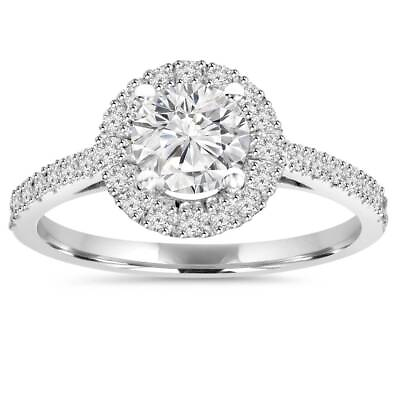 #ad 1 CT F SI1 Round Cut Diamond Engagement Ring 14k White Gold Enhanced $972.91