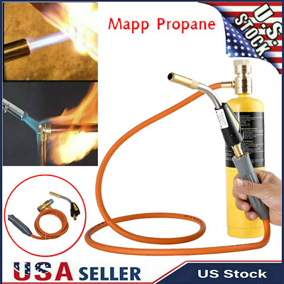 #ad Mapp Gas Torch Auto Ignition Propane Welding Plumbing Brazing Set with 1.5m Hose $38.00