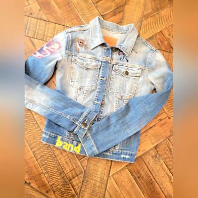 #ad Vigoss CUSTOM PAINTED AND EMBROIDERED One of KIND Large Jean Jacket $195.00