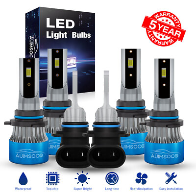 #ad For Honda Civic 2006 2012 LED Headlight High Low Beam Fog Light Combo Bulbs Kit $62.99