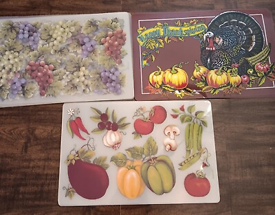#ad Placemats Set Of 18 Assorted Grapes Veggies Thanksgiving 17#x27;X11 1 2quot; Platic $18.00
