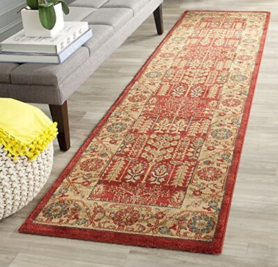 #ad Mahal Collection Runner Rug 2#x27;2quot; x 14#x27; Red amp; Natural Traditional Oriental... $118.15