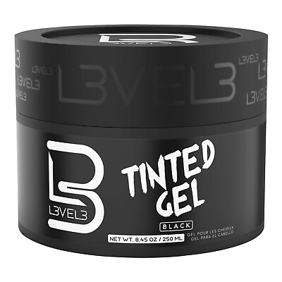 #ad Level 3 Tinted Gel Black Medium Hold Covers Grey Hair 8.45fl oz NEW $10.95
