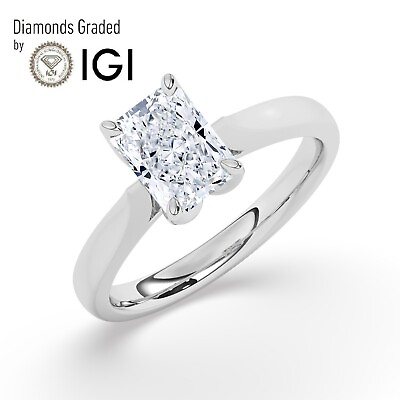 #ad IGI1.00 CT Solitaire Lab Grown Radiant Diamond Engagement Ring 18K White Gold $1075.40