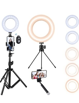 #ad Ring Light with Tripod Stand LED Selfie Ring Light Phone Holder Stand Bluetooth $29.00