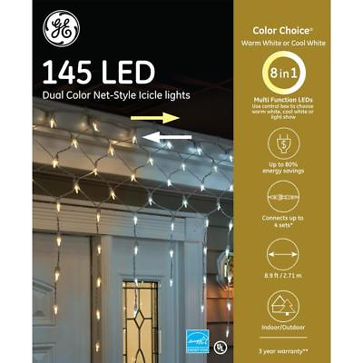 #ad GE Color Choice 145 Ct Color Changing Cool Warm White LED Christms Icicle Lights $39.99