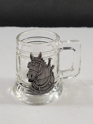 #ad Champion Clydesdale Horse Pewter Shot Glass Mug w Handle Clear $19.98