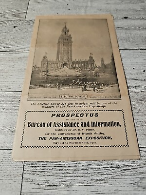 #ad Rare 1901 EXPOSITION Buffalo New York ELECTRIC TOWER Brochure w Street MAP $67.95