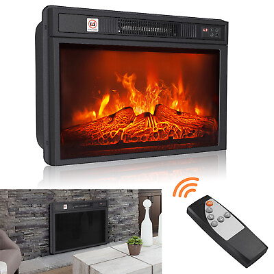 #ad 1400W 23quot; Electric Fireplace with Log Flame Effect Recessed Insert Heater Timer $89.90