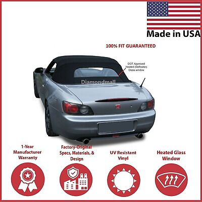 #ad 2002 09 Honda S2000 Convertible Soft Top w DOT Approved Heated Glass Black $336.60
