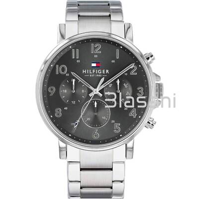 #ad Tommy Hilfiger 1710382 Men#x27;s Silver Stainless Steel Watch 46mm $155.00