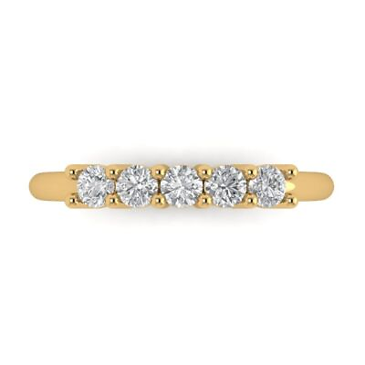 #ad 0.4 ct Round Cut Lab Created Diamond Stone 14K Yellow Gold Stackable Band $489.59