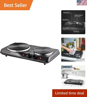 #ad Durable Electric Double Burner Cooktop with Easy to Clean Stainless Steel Base $53.99
