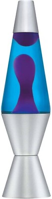 #ad Lava® Lamp 14.5#x27;#x27; Purple Wax Blue Liquid Silver Base amp; Cap New Decor Lamp $27.39