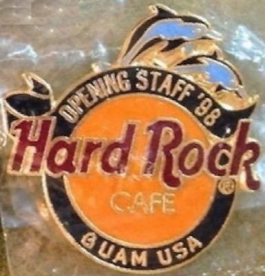 #ad Hard Rock Cafe GUAM USA 1998 OPENING STAFF OS PIN Dolphins Jumping HRC Logo 2662 $39.99